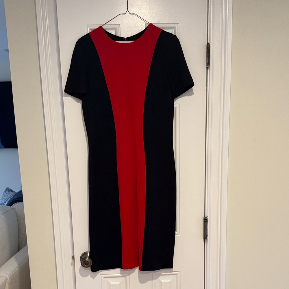 St. John Black and Red Midi Dress
